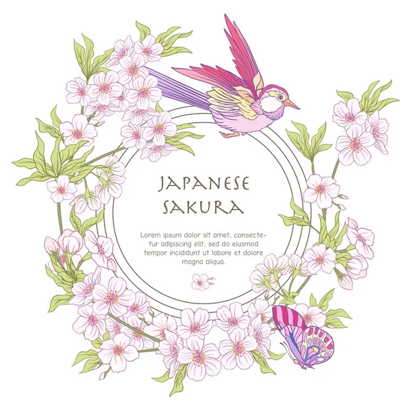 Japon çiçeği pembe sakura ve p kuşlarla çizimler