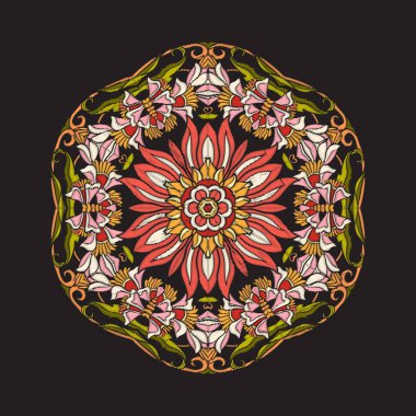 Mandala - nakış için öğe. Vintage arpacık çiçek süsleme