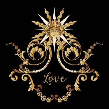 Nakış. Altın royal işlemeli tasarım öğeleriyle kablosuz çerçeve