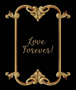 Nakış. Altın royal işlemeli tasarım öğeleriyle kablosuz çerçeve