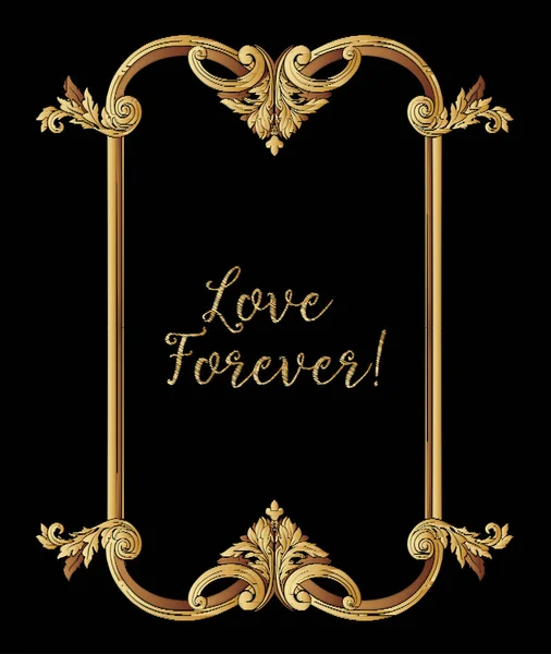 Nakış. Altın royal işlemeli tasarım öğeleriyle kablosuz çerçeve