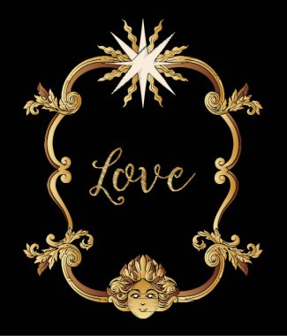 Nakış. Altın royal işlemeli tasarım öğeleriyle kablosuz çerçeve