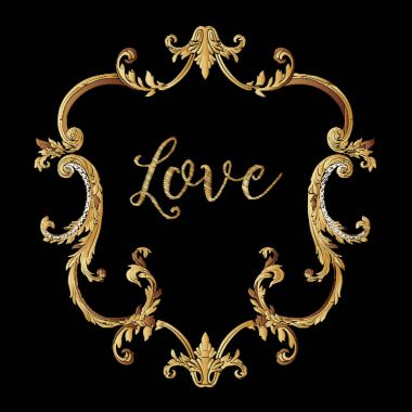 Nakış. Altın royal işlemeli tasarım öğeleriyle kablosuz çerçeve