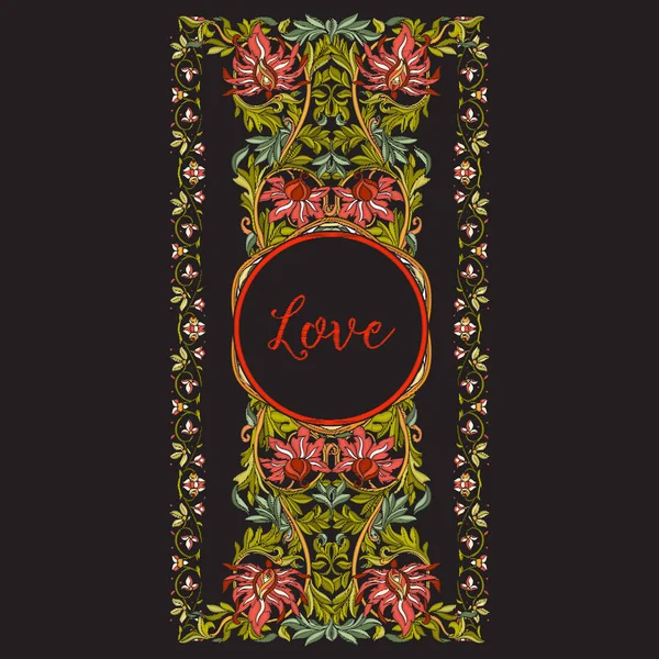 Çiçek dekoratif desen nakış kelime aşk ile için. Kraliyet o