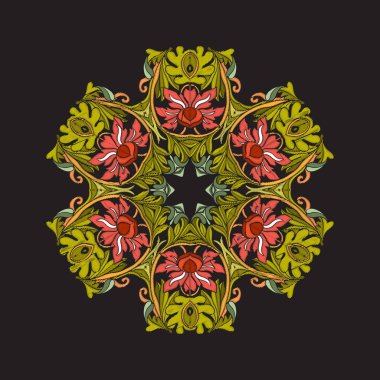 Mandala - nakış için öğe. Vintage arpacık çiçek süsleme