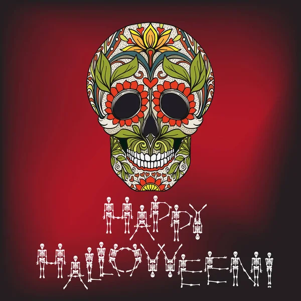 Feliz banner de Halloween com crânio de açúcar . — Vetor de Stock