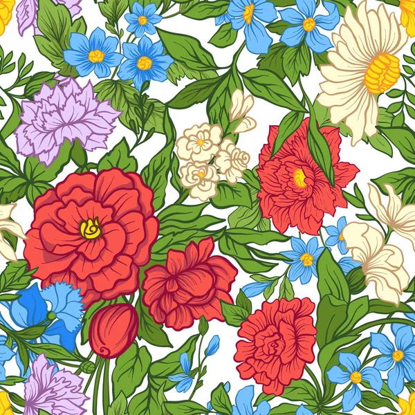 Vintage flowers seamless pattern. Stock illustration. — Stock Vector