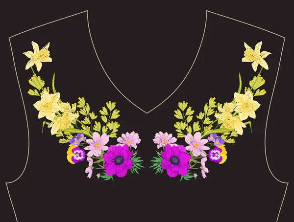 Nakış. İşlemeli tasarım öğeleri ile yaz buket b