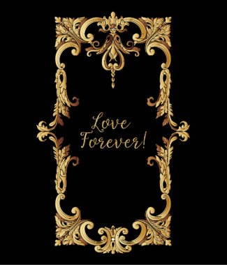 Nakış. Altın royal işlemeli tasarım öğeleriyle kablosuz çerçeve