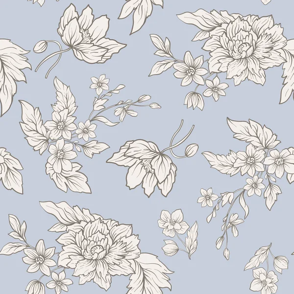 Fleurs vintage motif sans couture. Illustration de stock . — Image vectorielle