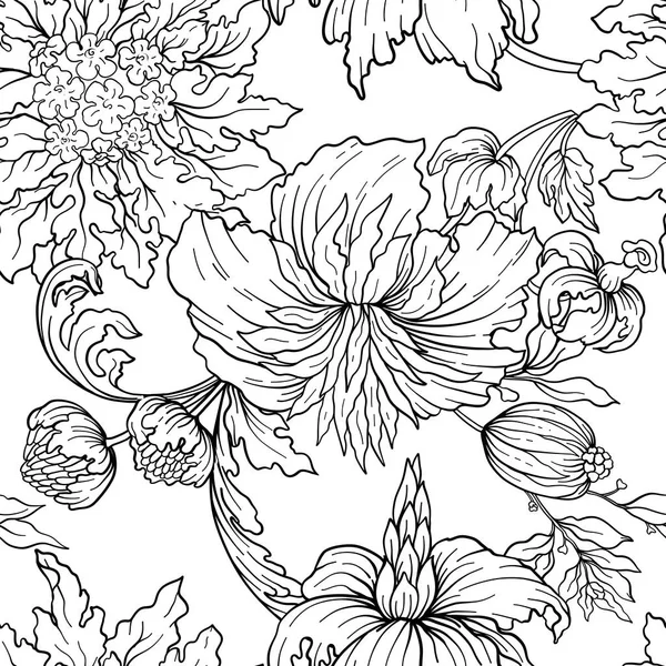 Vintage Blumen nahtlose Muster. Aktienvektorillustration. aus — Stockvektor