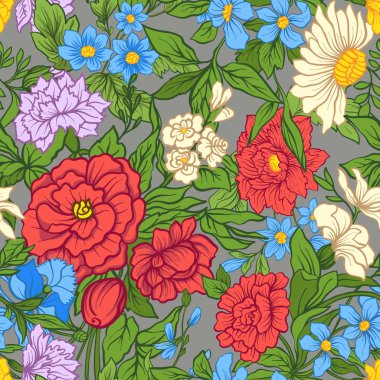 Vintage çiçek seamless modeli. Hisse senedi illüstrasyon.