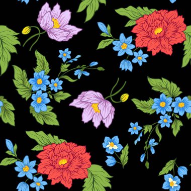 Vintage çiçek seamless modeli. Hisse senedi illüstrasyon.