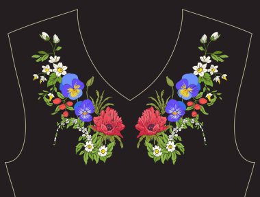 Nakış. İşlemeli tasarım öğeleri ile yaz buket b