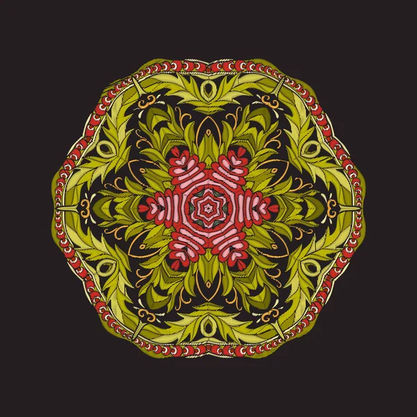 Mandala - elemento para bordar. Adorno floral en orzuelo vintage — Archivo Imágenes Vectoriales