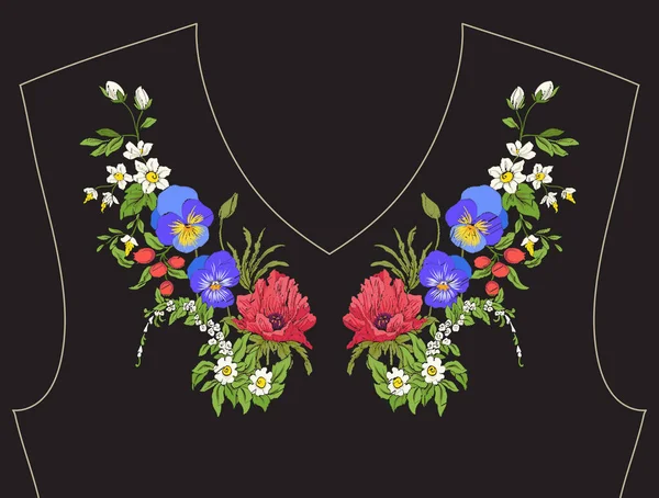 Nakış. İşlemeli tasarım öğeleri ile yaz buket b