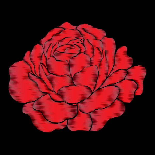 Nakış kırmızı siyah arka plan üzerine yükseldi. Stok satırı vektör illus