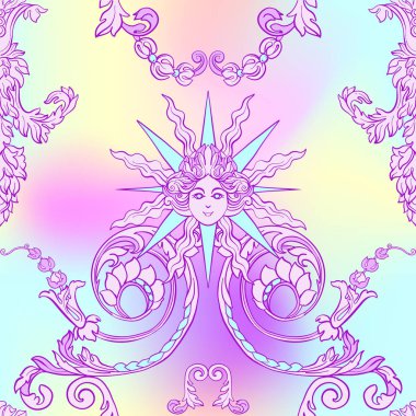 Seamless modeli ile zengin rokoko tarzı çiçek dekor dekore edilmiş