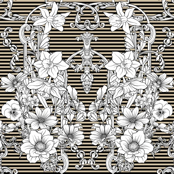 Nergis, anemon, botanik Menekşe ile Seamless Modeli