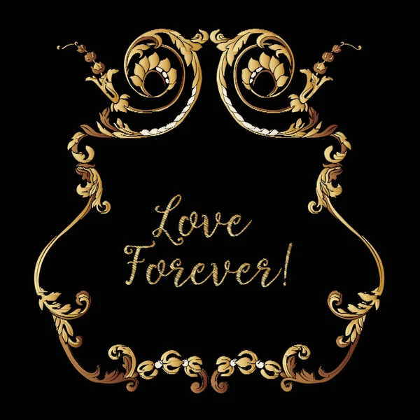 Nakış. Altın royal işlemeli tasarım öğeleriyle kablosuz çerçeve