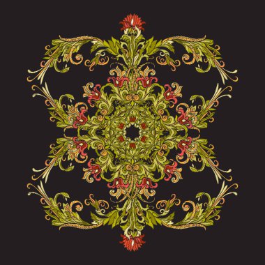 Çiçek dekoratif desen nakış için. Vint Kraliyet süsleme