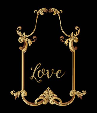 Nakış. Altın royal işlemeli tasarım öğeleriyle kablosuz çerçeve