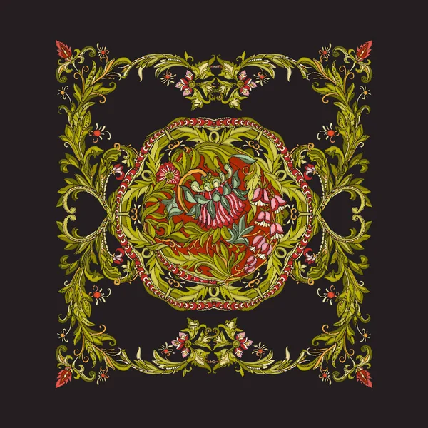 Çiçek dekoratif desen nakış için. Vint Kraliyet süsleme