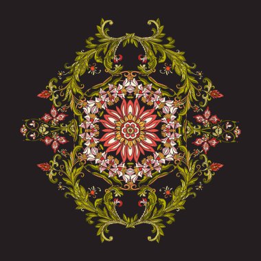 Çiçek dekoratif desen nakış için. Vint Kraliyet süsleme