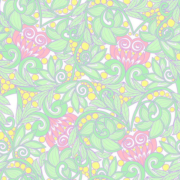 Nahtloses florales Vintage-Muster in hellem, vanillefarbenem Frühlingsgrün — Stockvektor