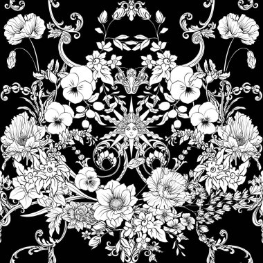 Nergis, anemon, Menekşe ile Seamless Modeli