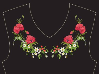 Nakış. İşlemeli tasarım öğeleri ile yaz buket b