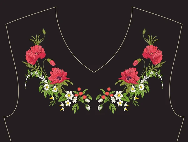 Nakış. İşlemeli tasarım öğeleri ile yaz buket b