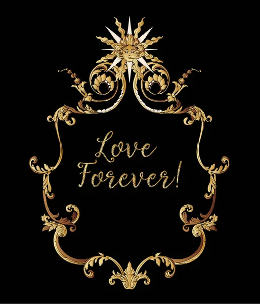 Nakış. Altın royal işlemeli tasarım öğeleriyle kablosuz çerçeve