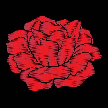 Nakış kırmızı siyah arka plan üzerine yükseldi. Stok satırı vektör illus