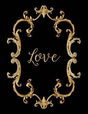 Nakış. Altın royal işlemeli tasarım öğeleriyle kablosuz çerçeve