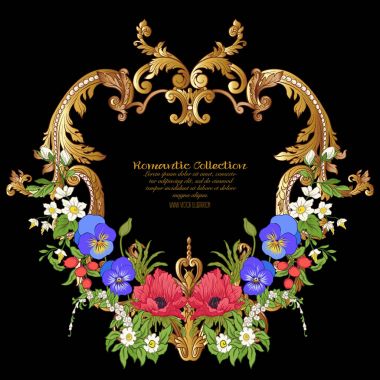 Yaz çiçek: poppy, nergis, anemon, violet, botanik s