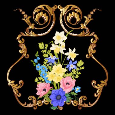 Yaz çiçek: poppy, nergis, anemon, violet, botanik s