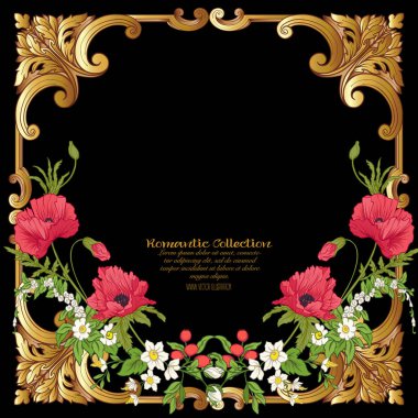 Yaz çiçek: poppy, nergis, anemon, violet, botanik s