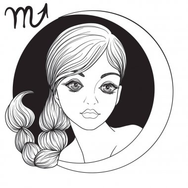 Akrep. Güzel bir genç kız bir işaretler şeklinde