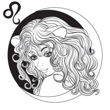 Leo. Güzel bir kız bir işaretler t şeklinde