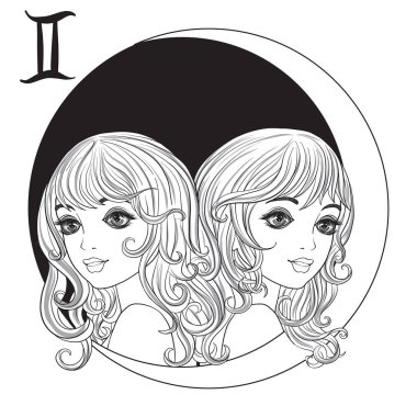 İkizler. İşaretler o şeklinde güzel bir genç kız