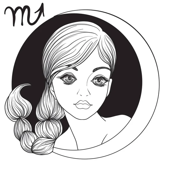 Akrep. Güzel bir genç kız bir işaretler şeklinde