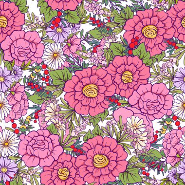 Kelebekler ile çiçek seamless modeli