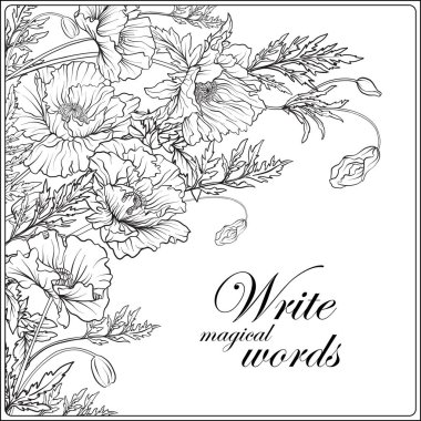 Haşhaş anahat el boyama sayfası yetişkin c için çizim kartı