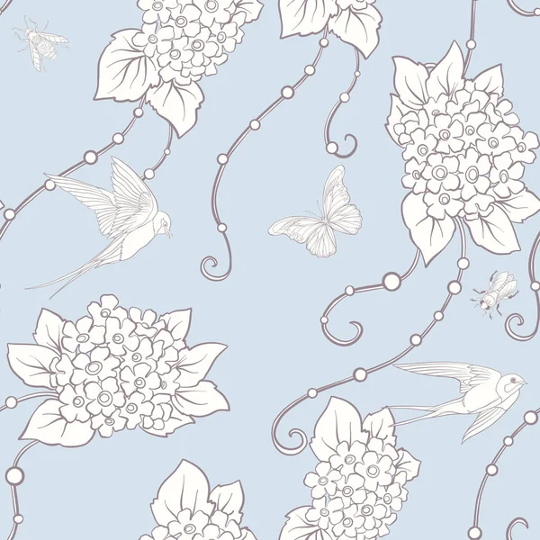 Kelebekler ile çiçek seamless modeli