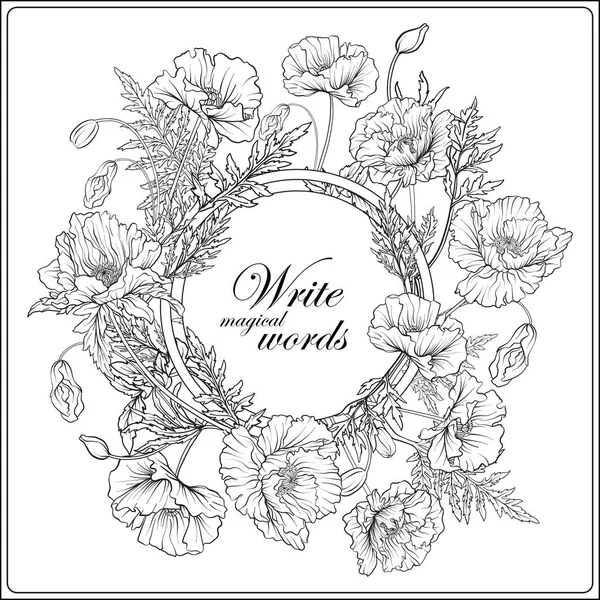 Haşhaş anahat el boyama sayfası yetişkin c için çizim kartı