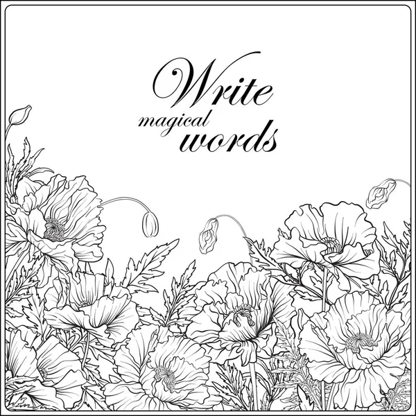 Haşhaş anahat el boyama sayfası yetişkin c için çizim kartı