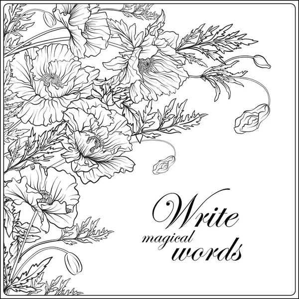 Haşhaş anahat el boyama sayfası yetişkin c için çizim kartı