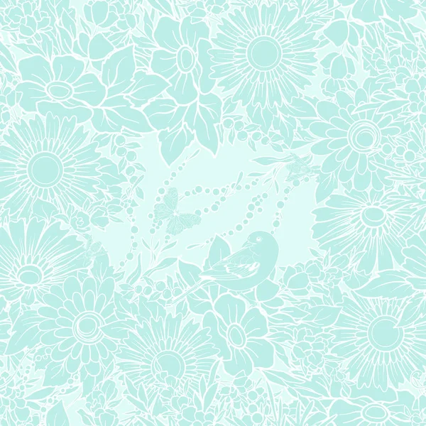 Kelebekler ve arılar ile çiçek seamless modeli