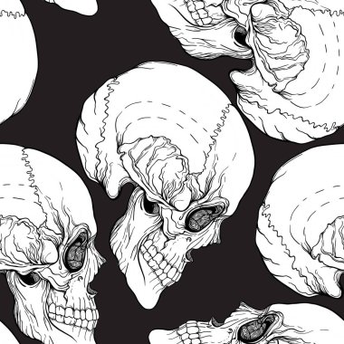 Dikişsiz desen, kafatası ile arka plan.